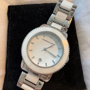 BCBGMaxAzria Silver and White Watch